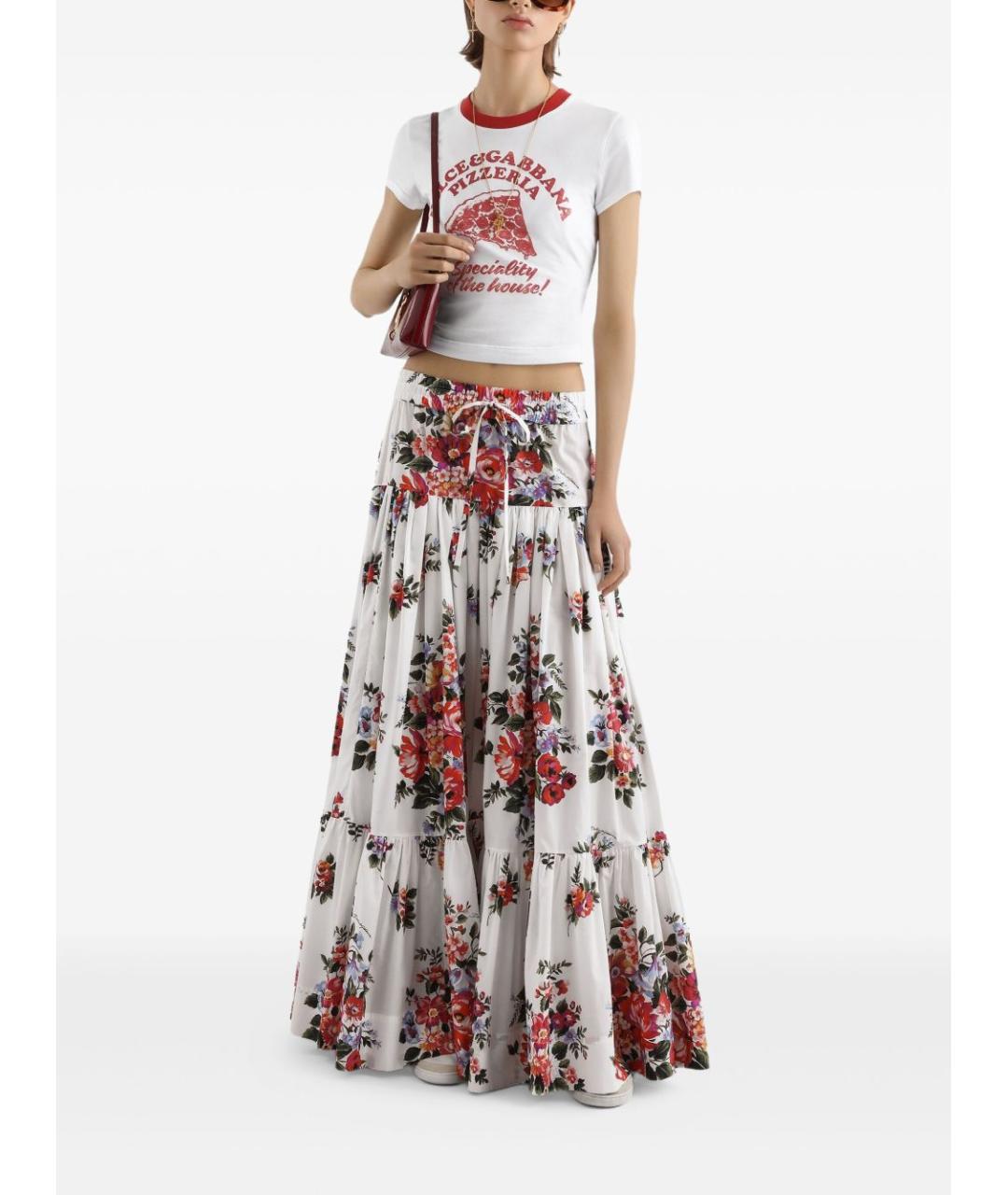 DOLCE&GABBANA Белая хлопковая юбка макси, фото 3