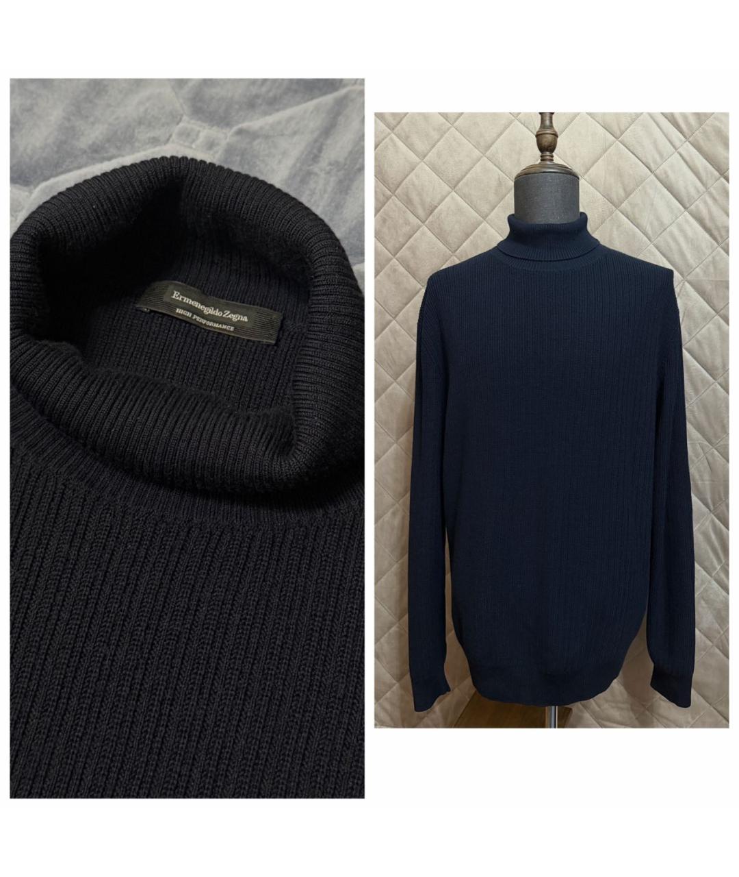 ERMENEGILDO ZEGNA XXX Темно-синий шерстяной джемпер / свитер, фото 2