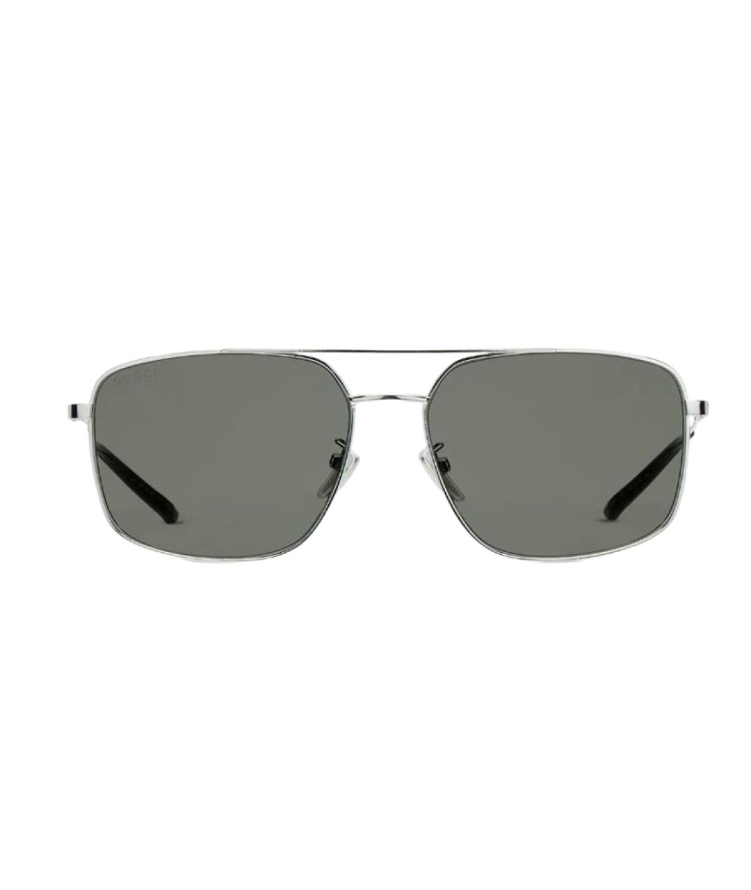 GUCCI Серебряные металлические солнцезащитные очки, фото 1