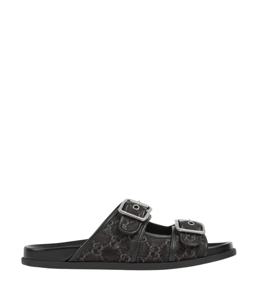 GUCCI Черные кожаные сандалии, фото 1