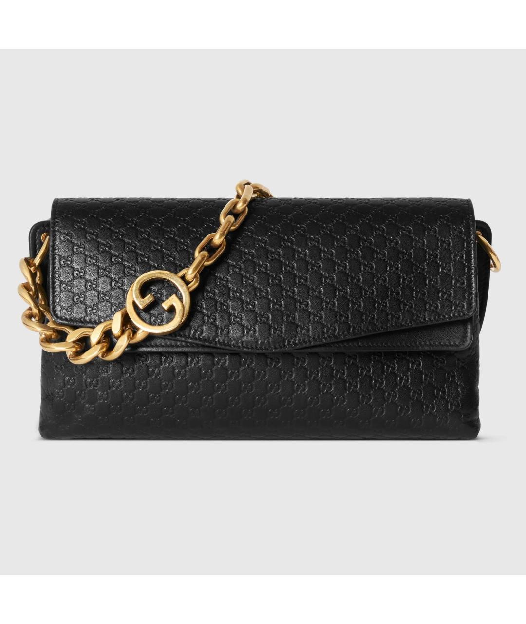 GUCCI Черная кожаная сумка через плечо, фото 6