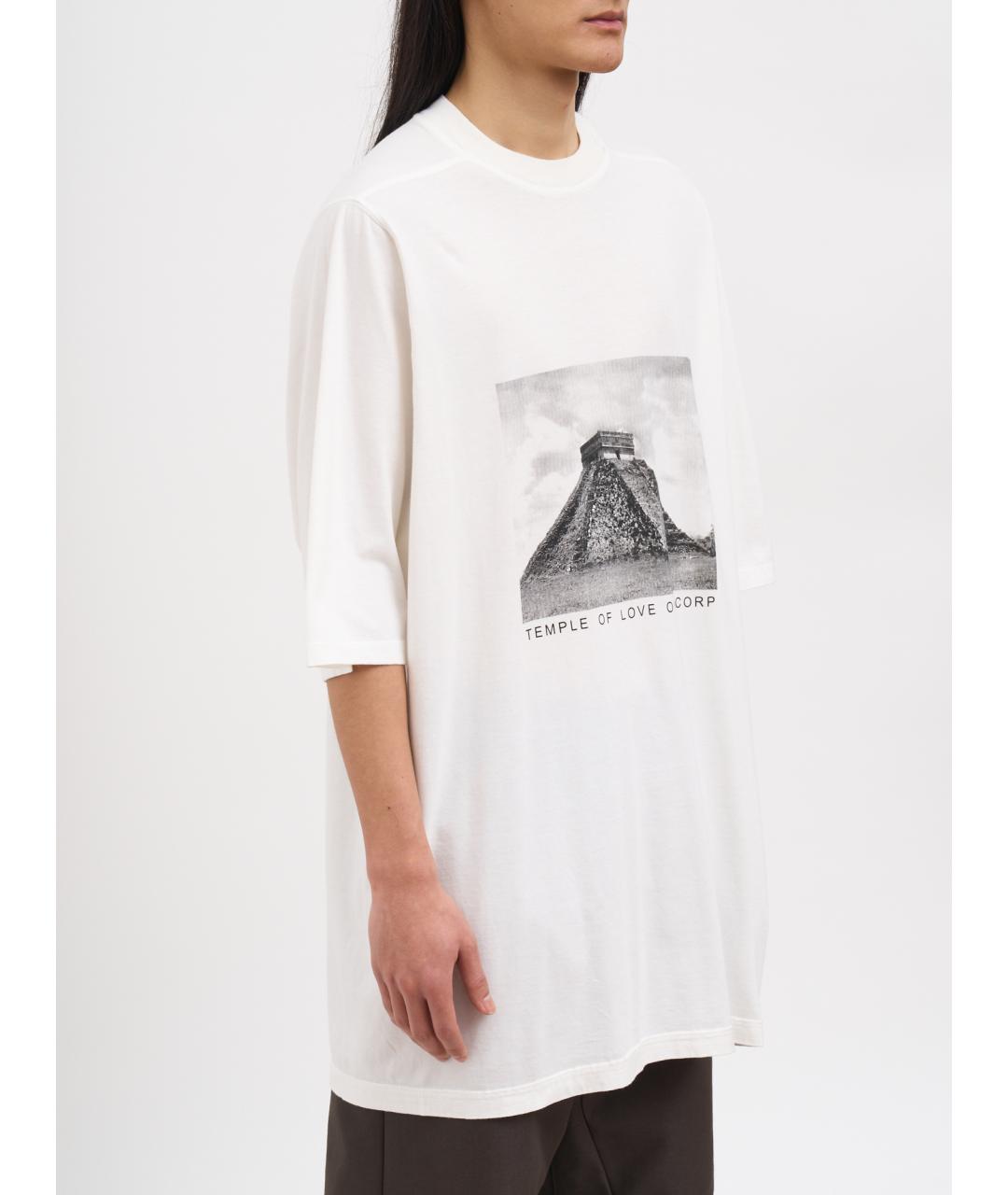 RICK OWENS DRKSHDW Белая хлопковая футболка, фото 2