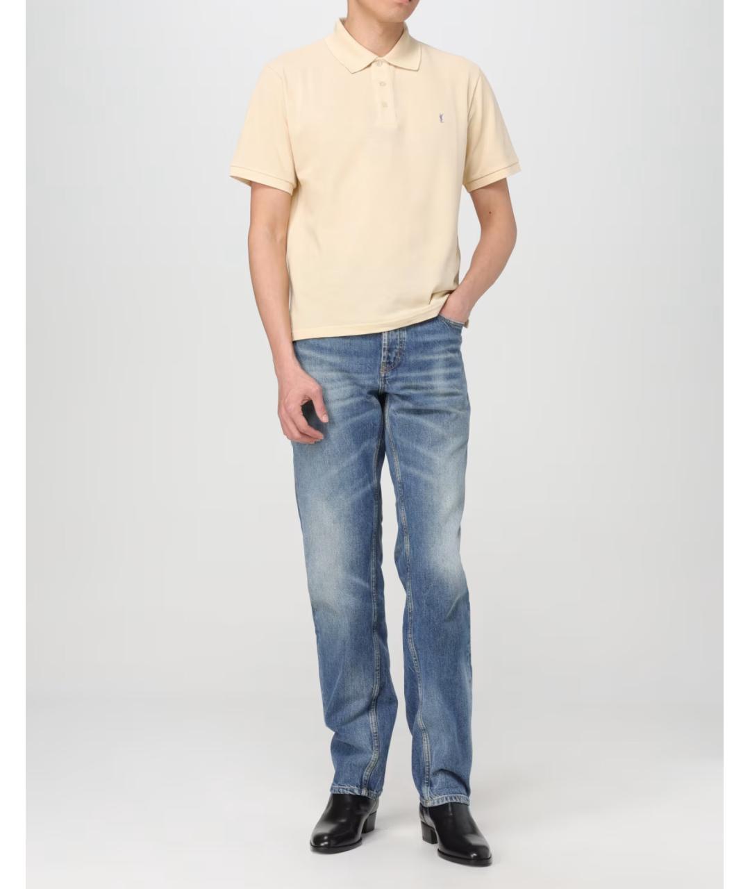 SAINT LAURENT Желтое хлопковое поло с коротким рукавом, фото 2