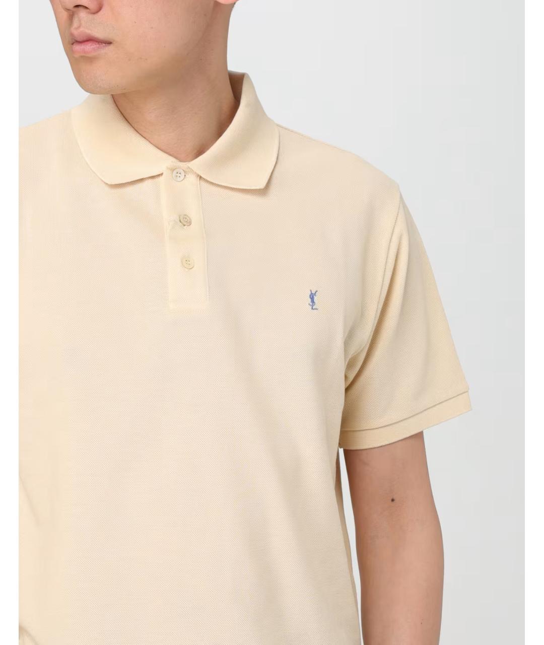 SAINT LAURENT Желтое хлопковое поло с коротким рукавом, фото 5