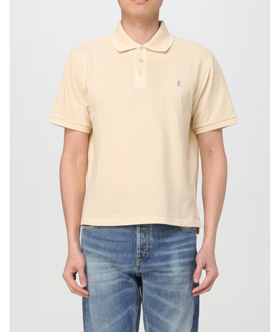 SAINT LAURENT Желтое хлопковое поло с коротким рукавом, фото 3