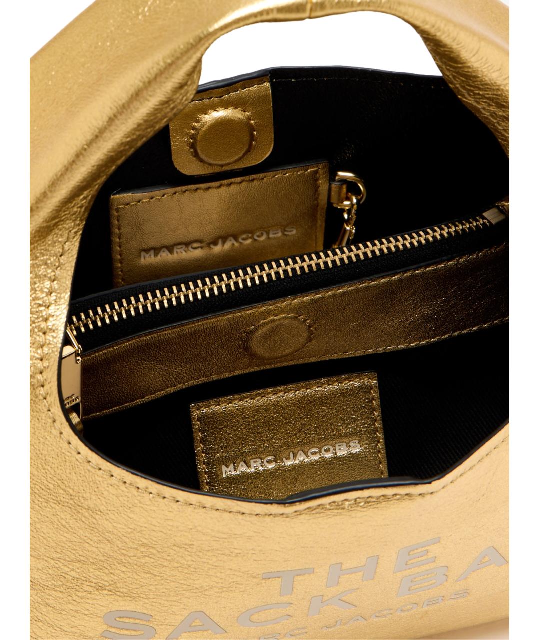 MARC JACOBS Золотая кожаная сумка с короткими ручками, фото 3
