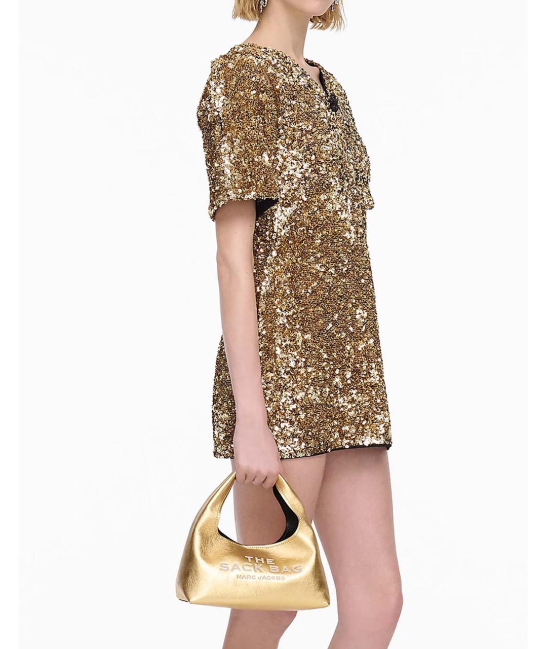 MARC JACOBS Золотая кожаная сумка с короткими ручками, фото 5