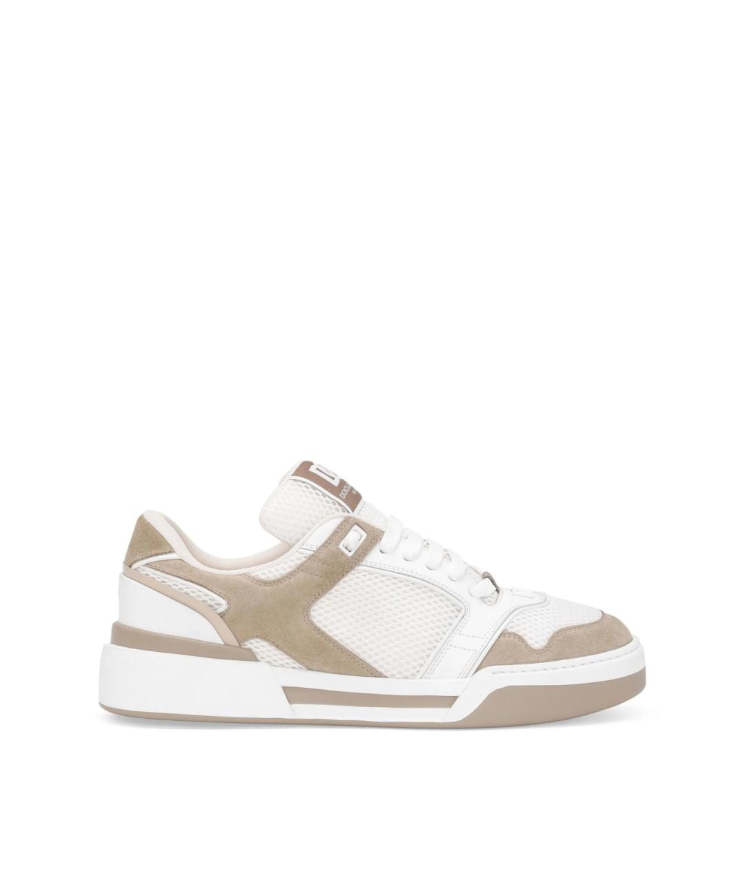 DOLCE&GABBANA Бежевые текстильные низкие кроссовки / кеды, фото 1