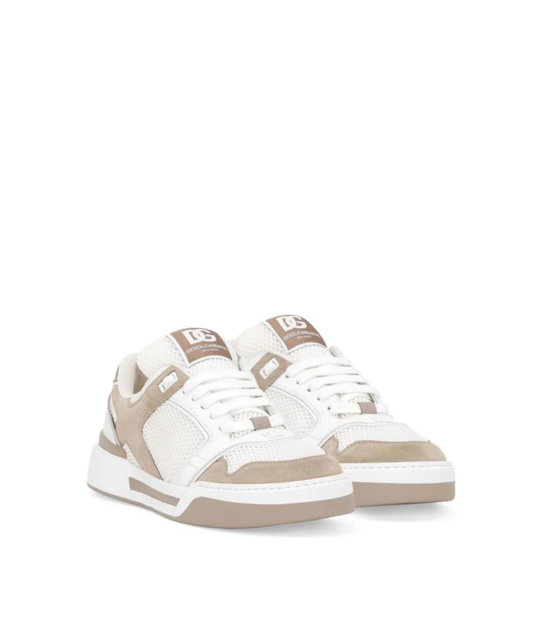 DOLCE&GABBANA Бежевые текстильные низкие кроссовки / кеды, фото 2