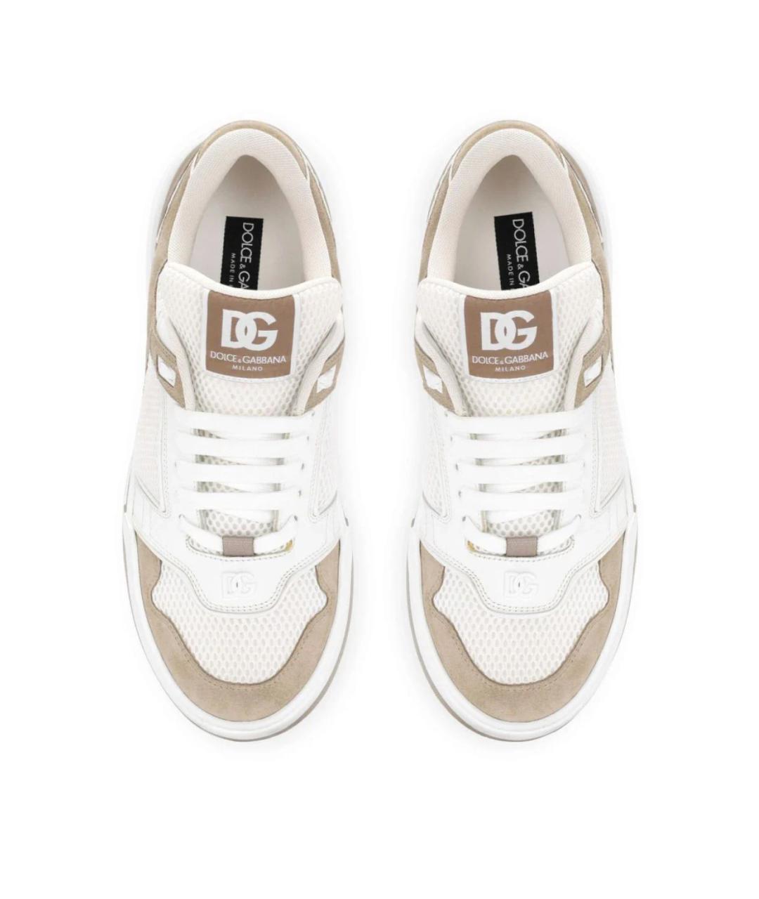 DOLCE&GABBANA Бежевые текстильные низкие кроссовки / кеды, фото 4