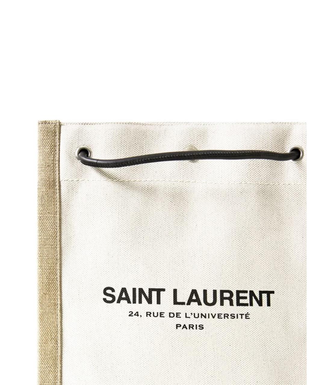 SAINT LAURENT Бежевая хлопковая сумка на плечо, фото 4