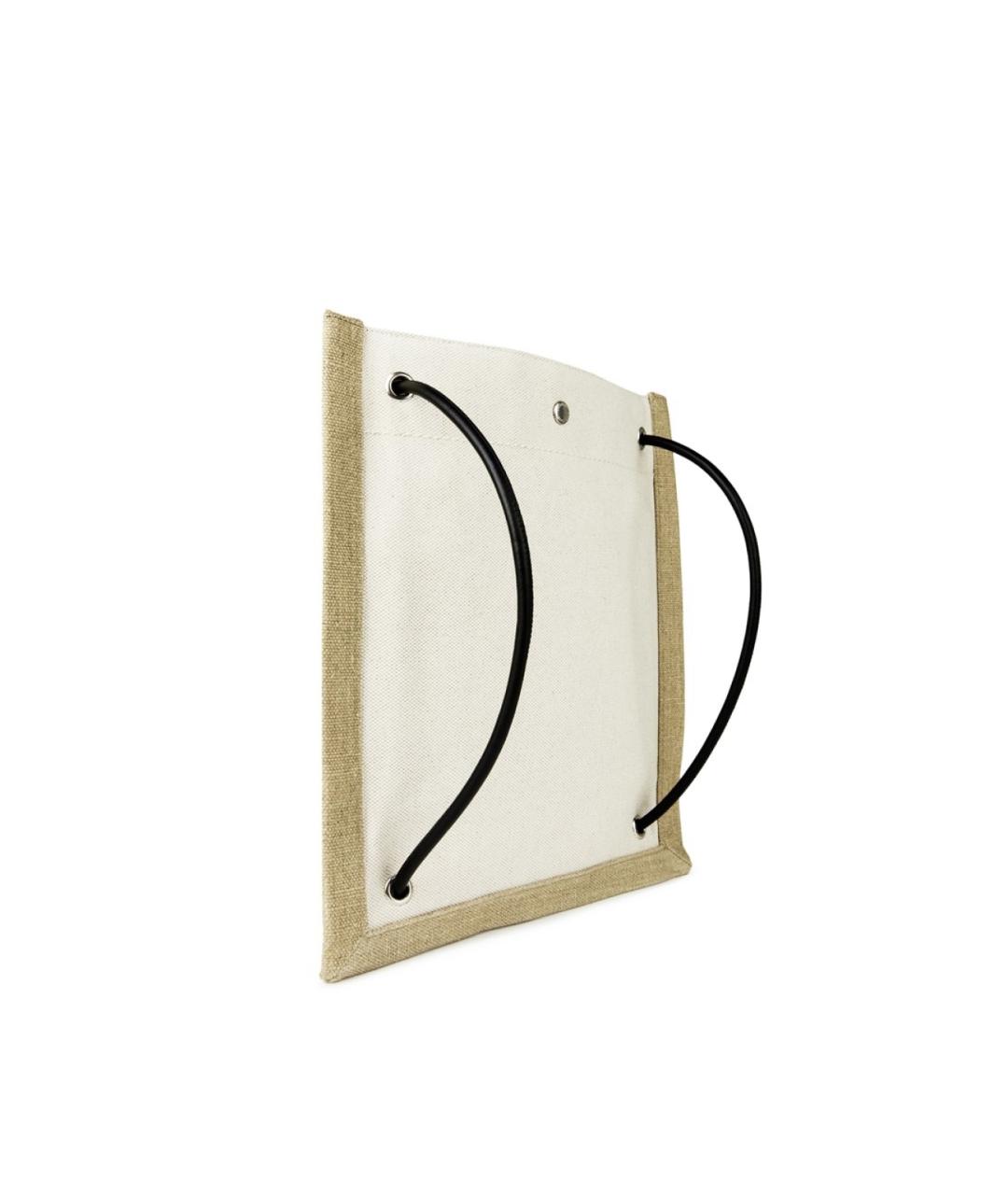 SAINT LAURENT Бежевая хлопковая сумка на плечо, фото 2