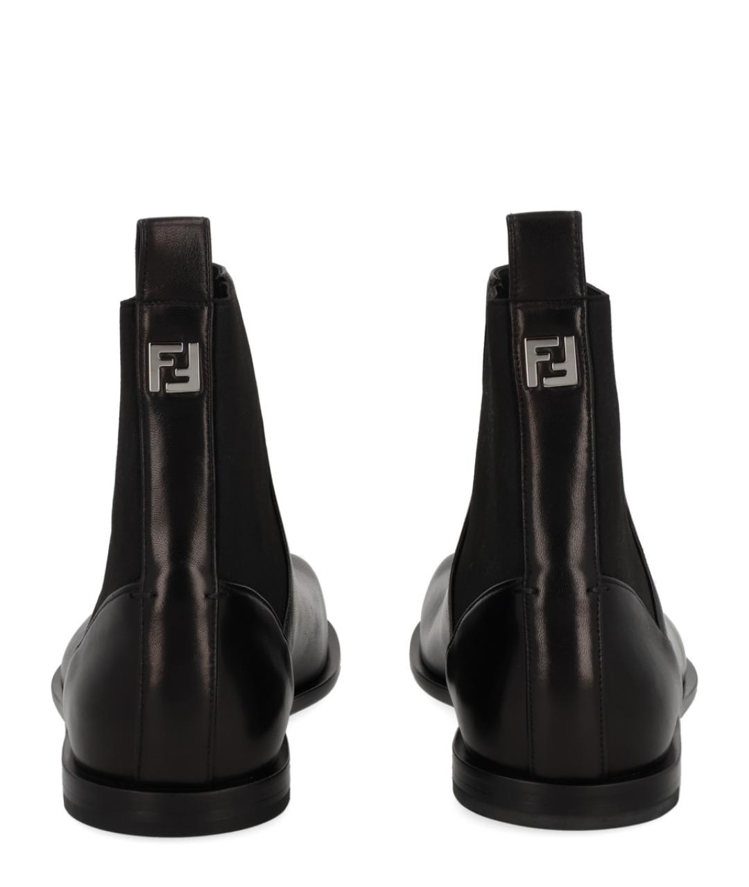 FENDI Черные кожаные высокие ботинки, фото 4