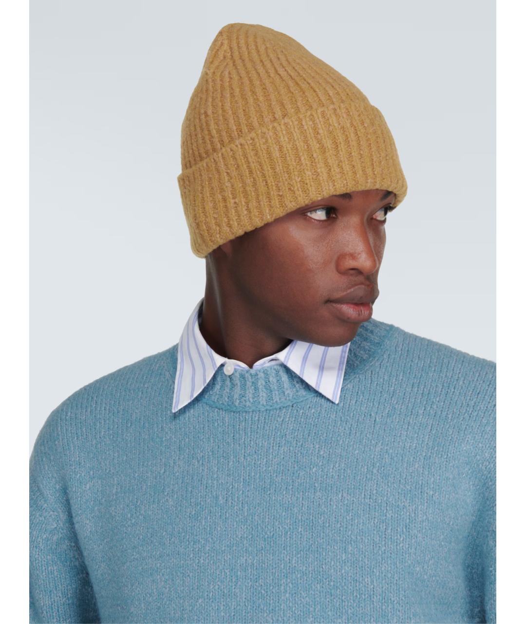 ACNE STUDIOS Бежевая шерстяная шапка, фото 4