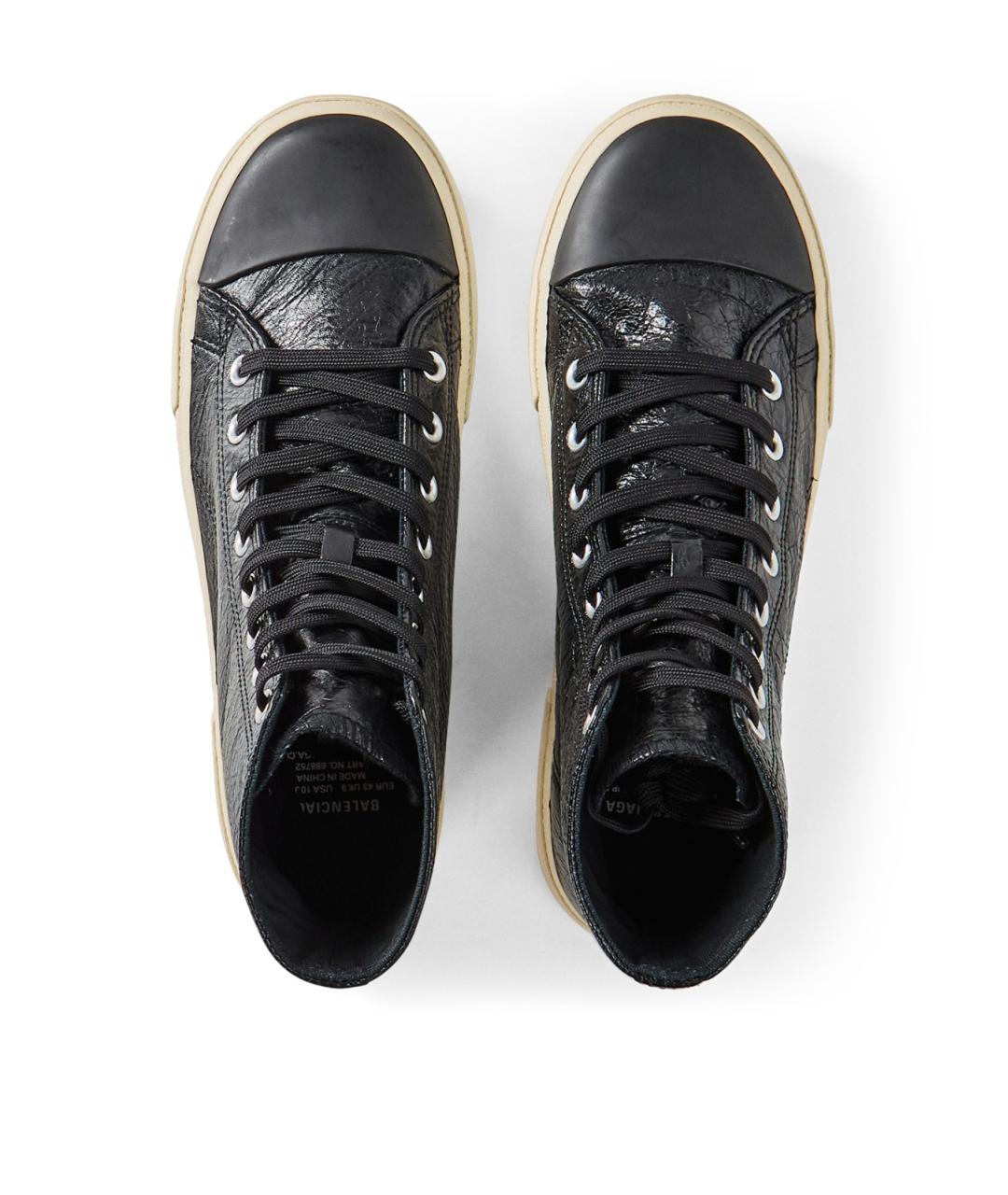 BALENCIAGA Черные кожаные высокие кроссовки / кеды, фото 5