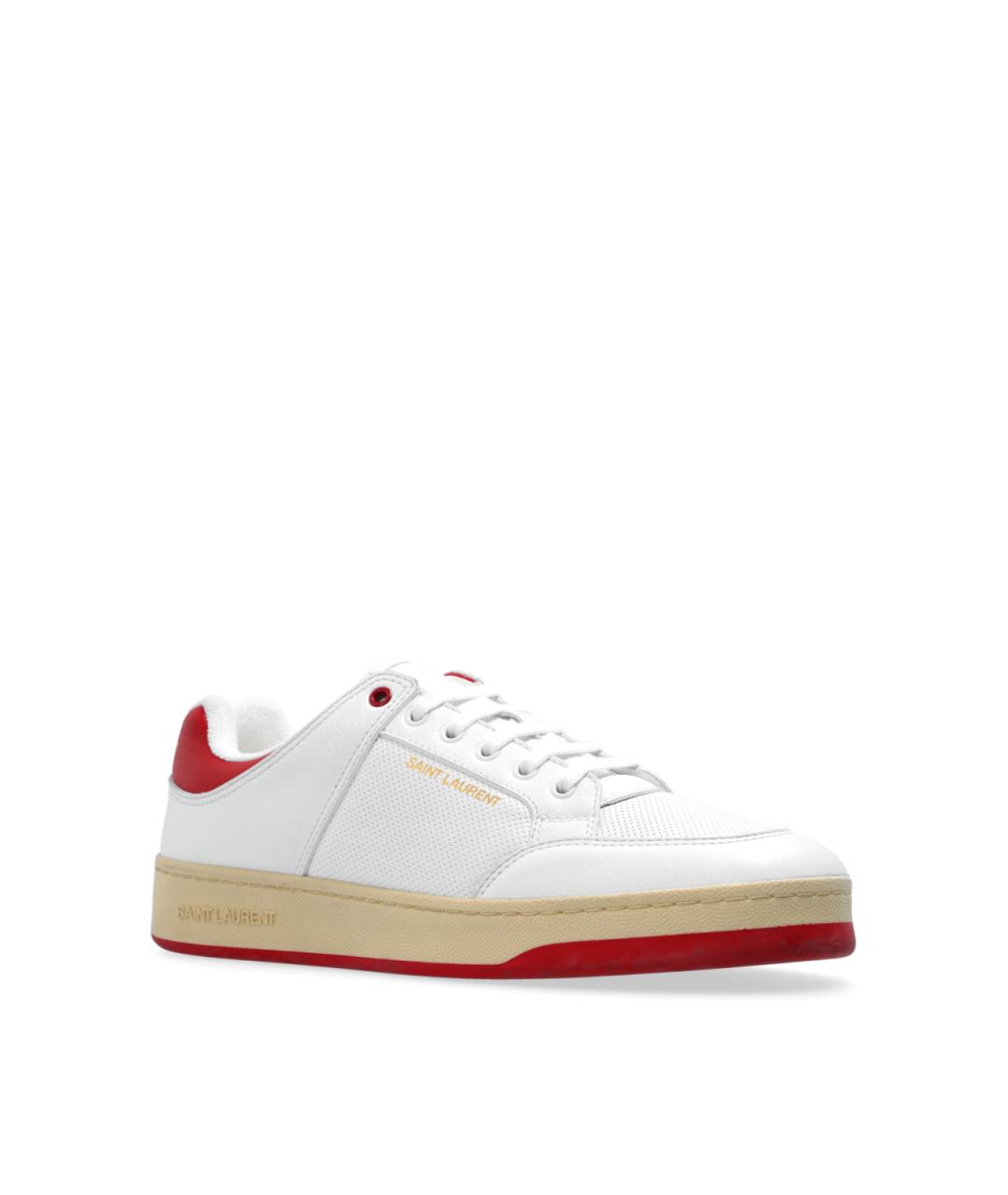 SAINT LAURENT Белые кожаные низкие кроссовки / кеды, фото 2
