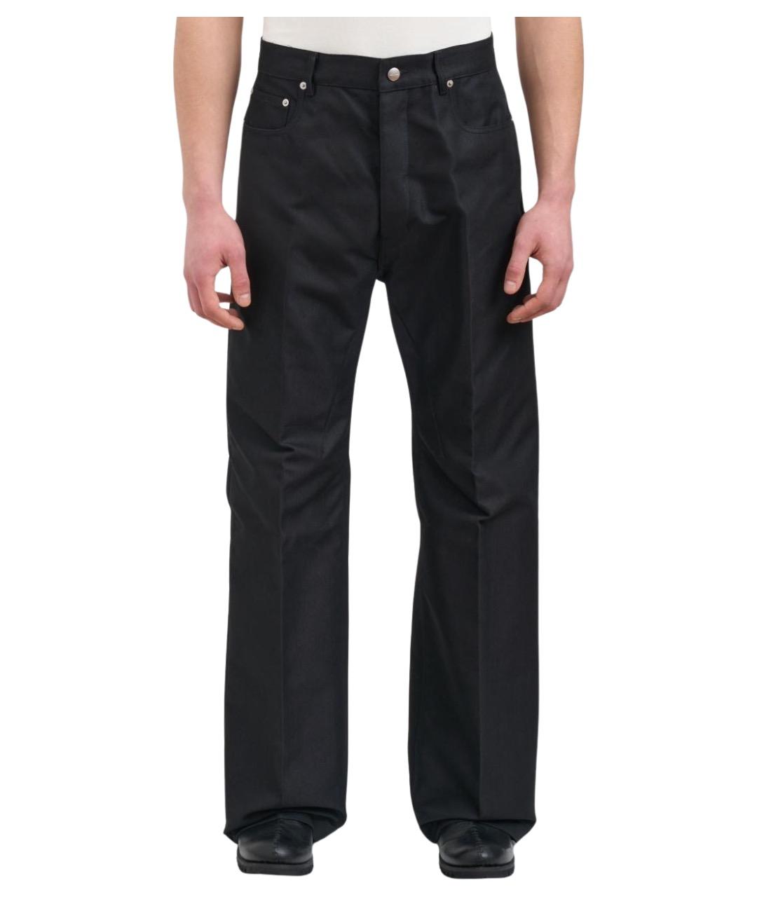 RICK OWENS Черные хлопковые повседневные брюки, фото 1