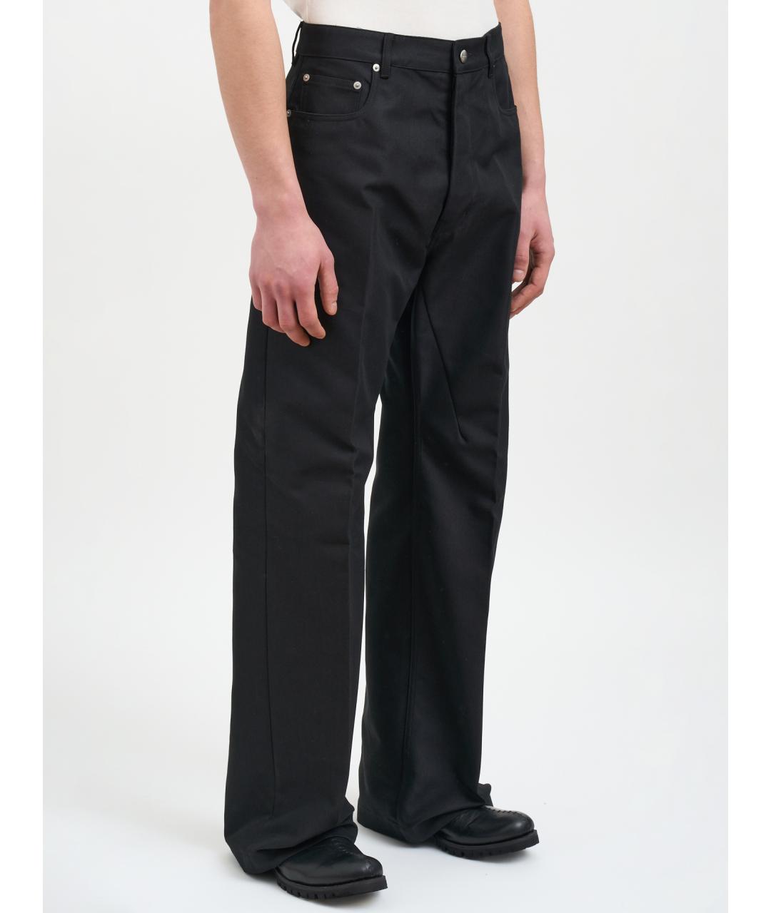 RICK OWENS Черные хлопковые повседневные брюки, фото 3