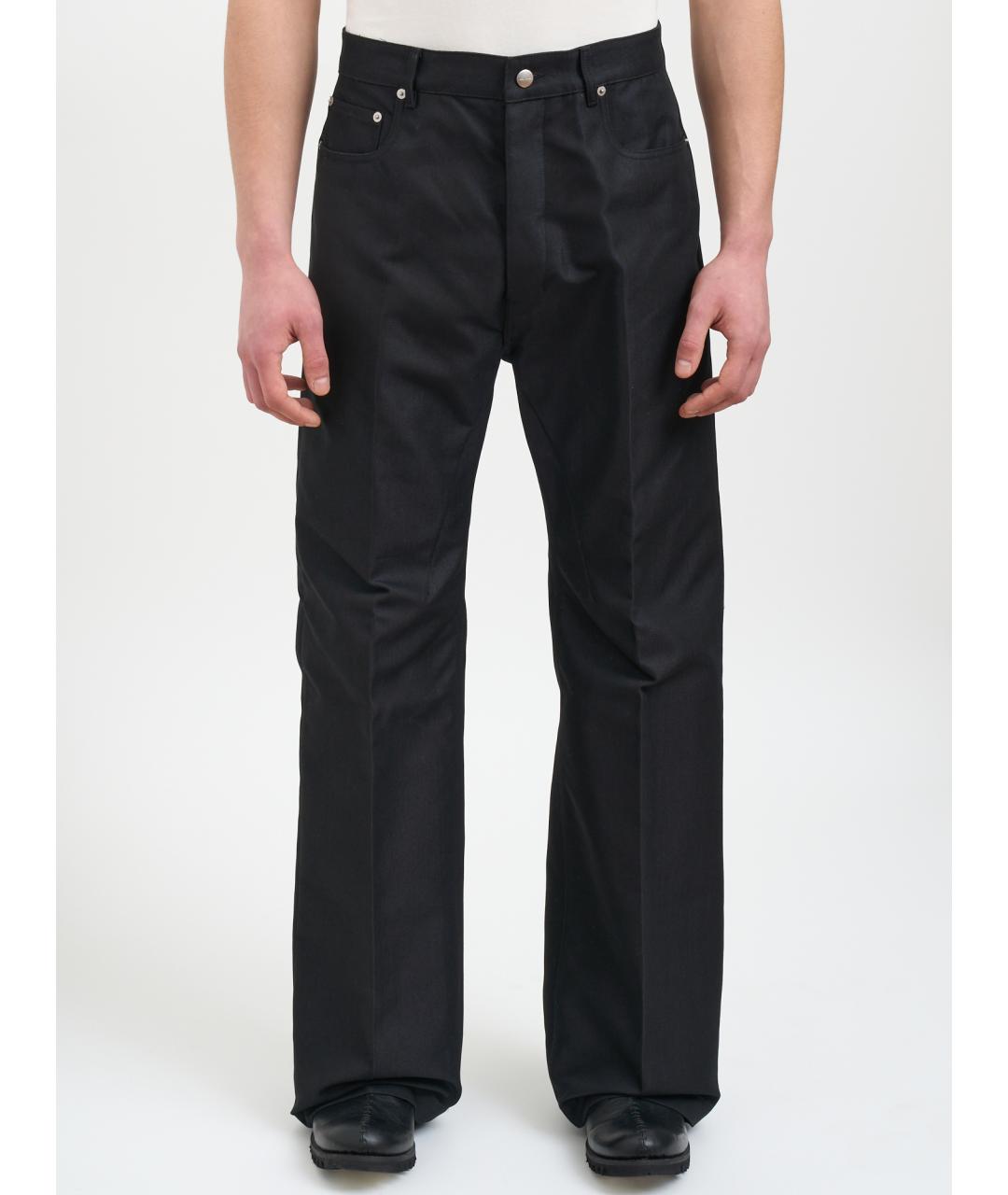 RICK OWENS Черные хлопковые повседневные брюки, фото 6