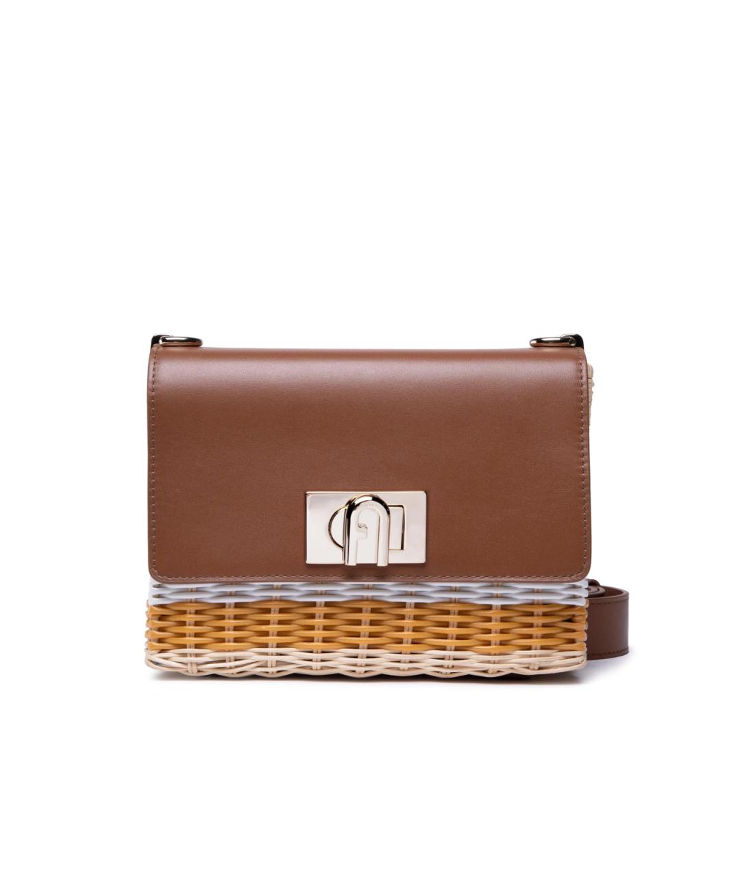 FURLA Коричневая кожаная сумка через плечо, фото 1