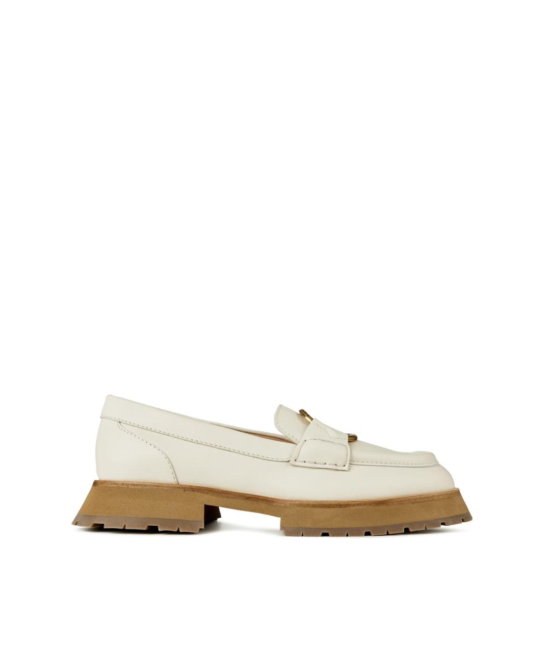 MONCLER Белые кожаные лоферы, фото 1