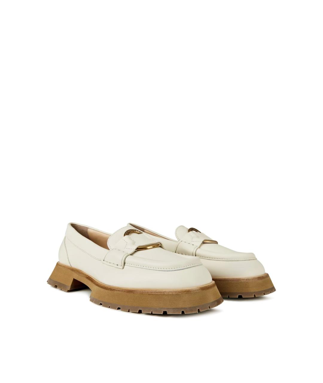 MONCLER Белые кожаные лоферы, фото 2