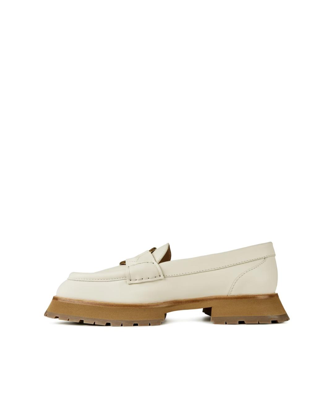 MONCLER Белые кожаные лоферы, фото 4
