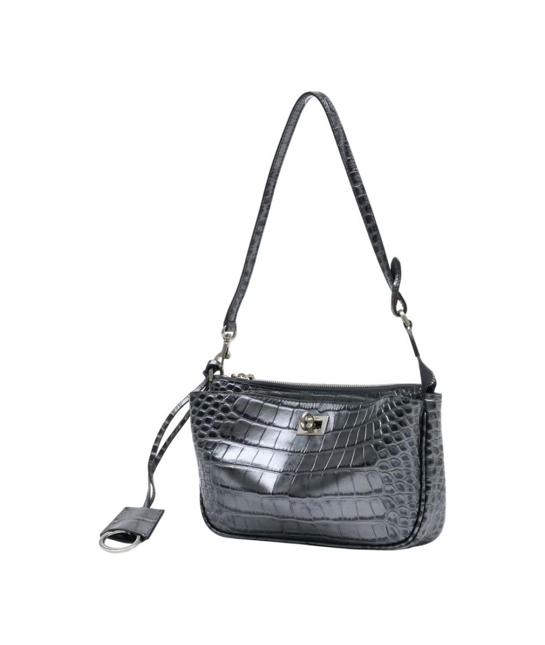 BALENCIAGA Серая кожаная сумка через плечо, фото 2