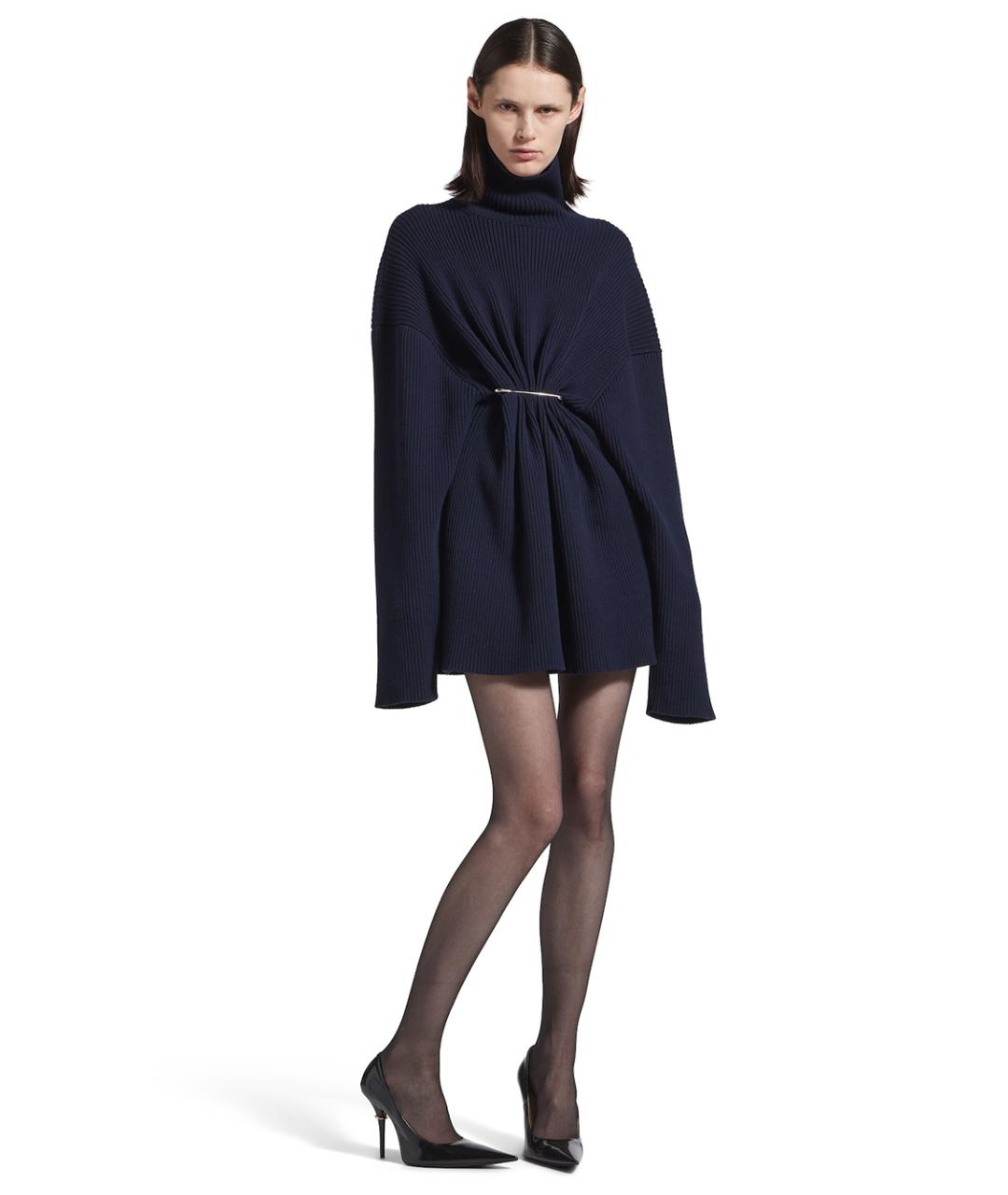 BALENCIAGA Темно-синее хлопковое повседневное платье, фото 3