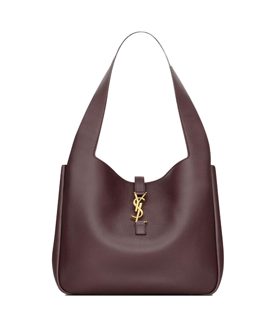 SAINT LAURENT Бордовая кожаная сумка тоут, фото 2