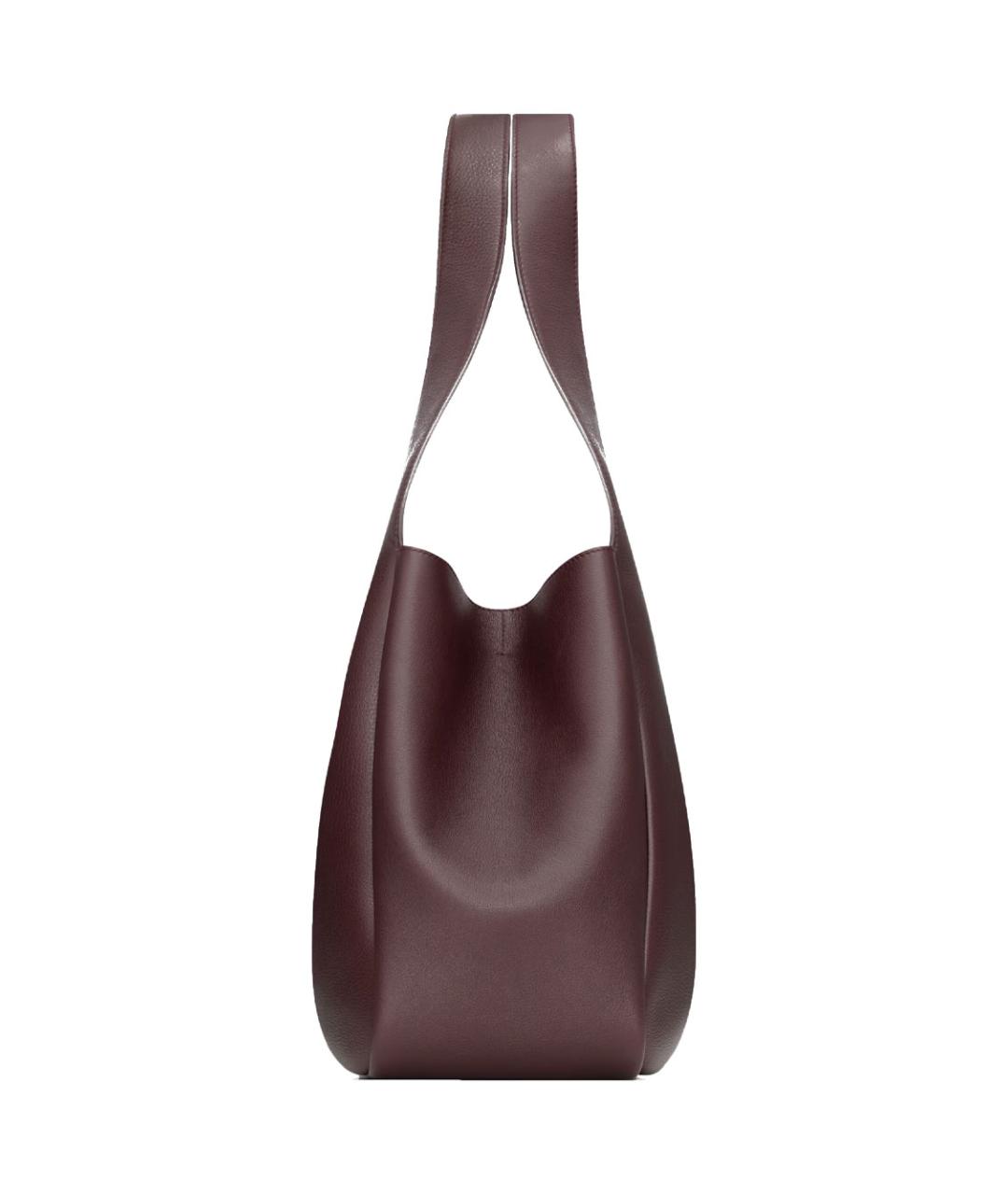 SAINT LAURENT Бордовая кожаная сумка тоут, фото 5