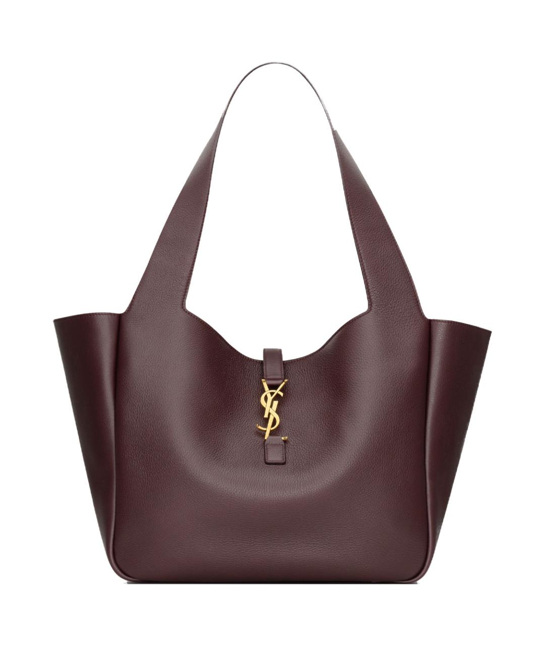 SAINT LAURENT Бордовая кожаная сумка тоут, фото 1