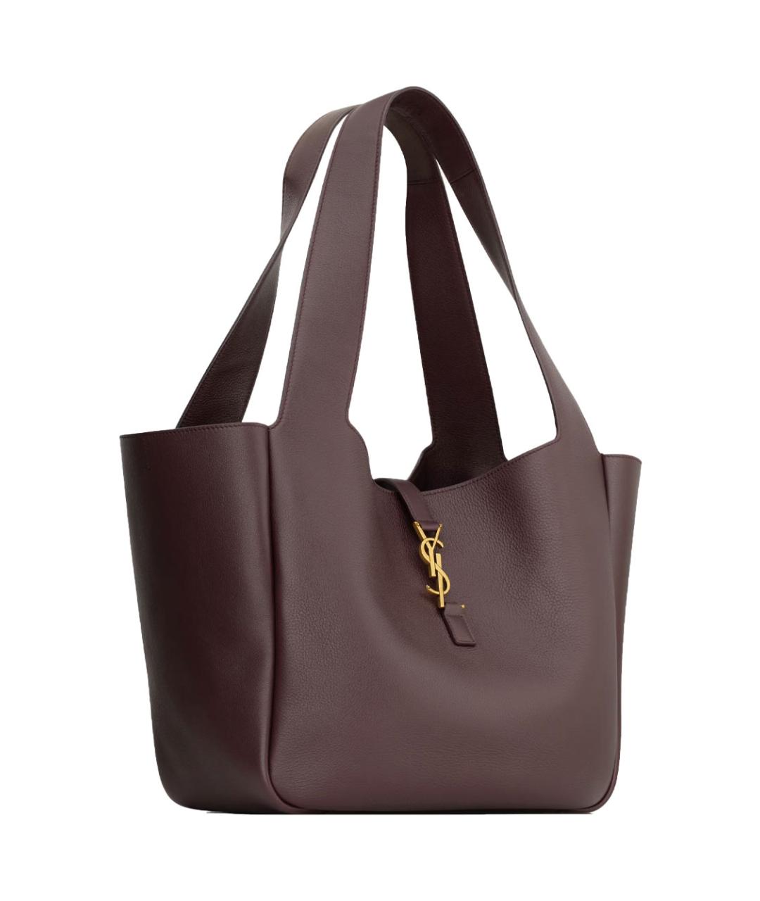 SAINT LAURENT Бордовая кожаная сумка тоут, фото 3