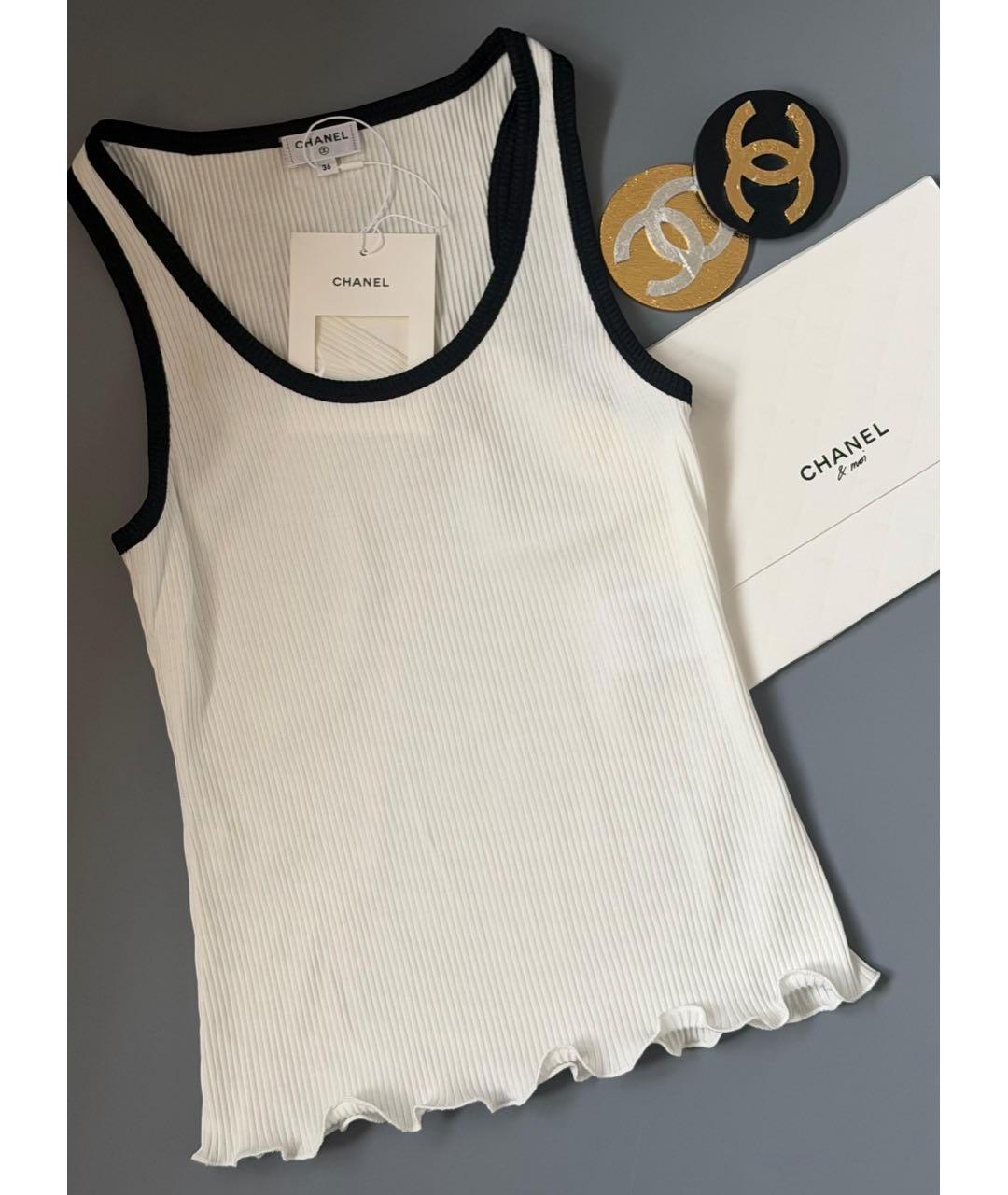 CHANEL Белая хлопковая майка, фото 3
