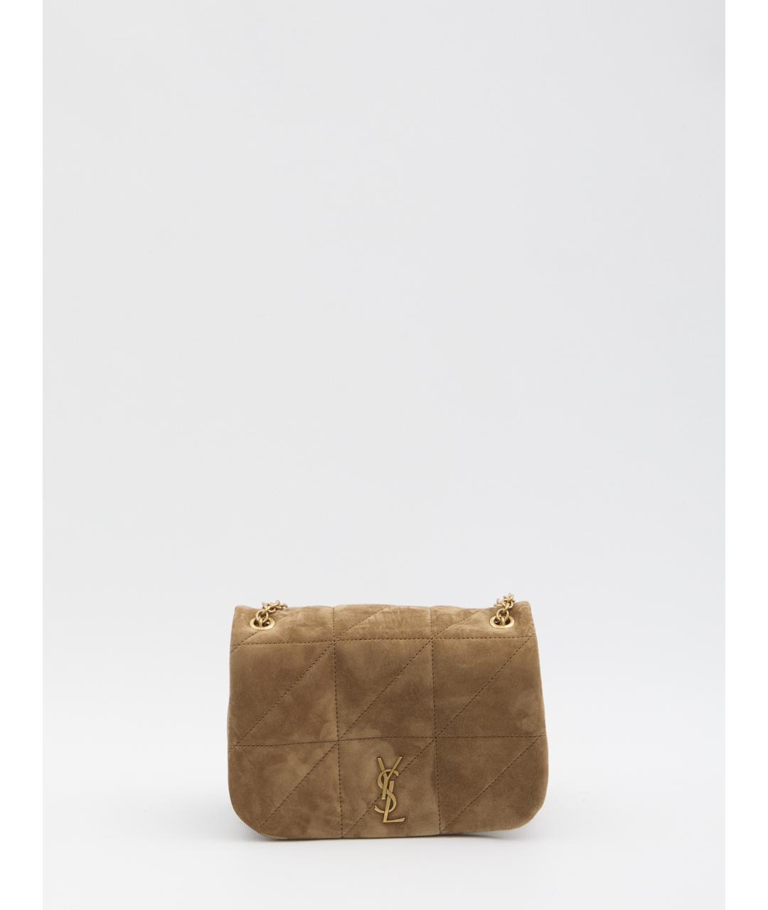 SAINT LAURENT Бежевая замшевая сумка через плечо, фото 6