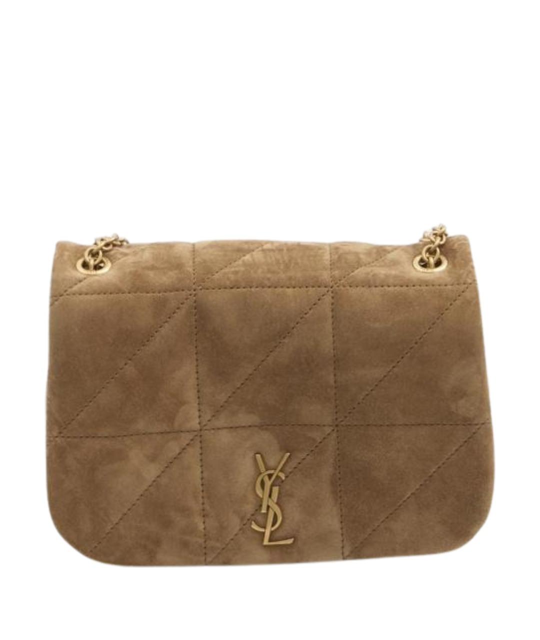 SAINT LAURENT Бежевая замшевая сумка через плечо, фото 1