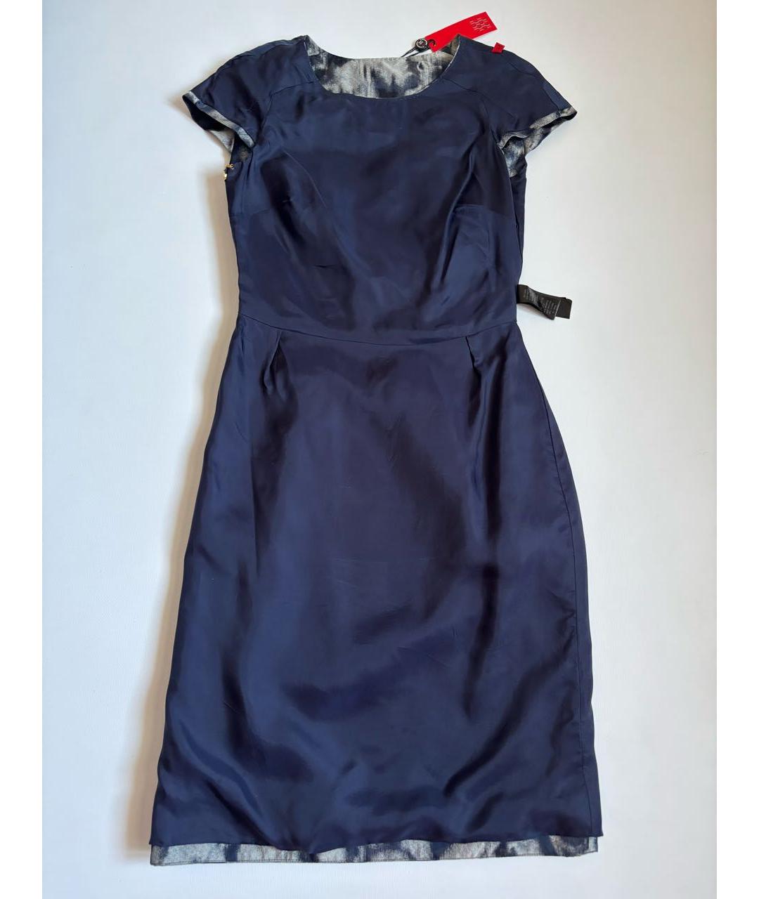 CAROLINA HERRERA Синее льняное повседневное платье, фото 7
