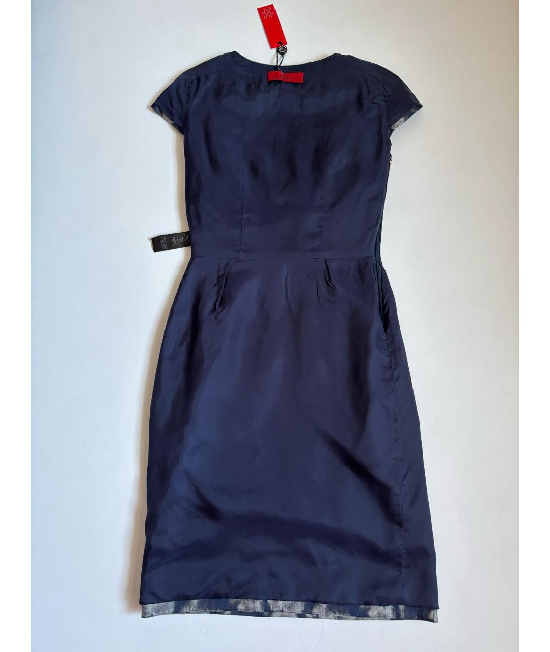 CAROLINA HERRERA Синее льняное повседневное платье, фото 6