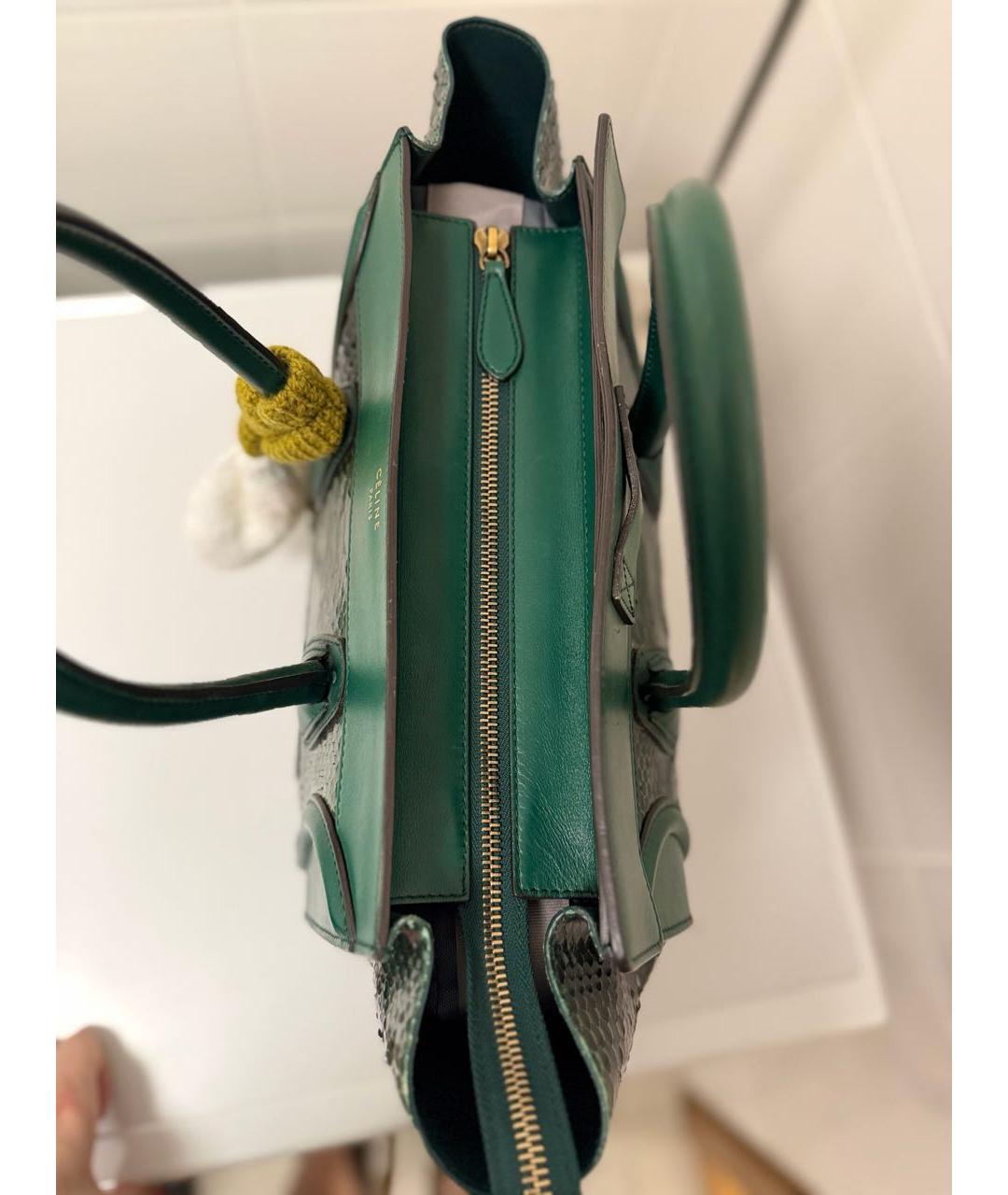 CELINE Зеленая сумка с короткими ручками из экзотической кожи, фото 6