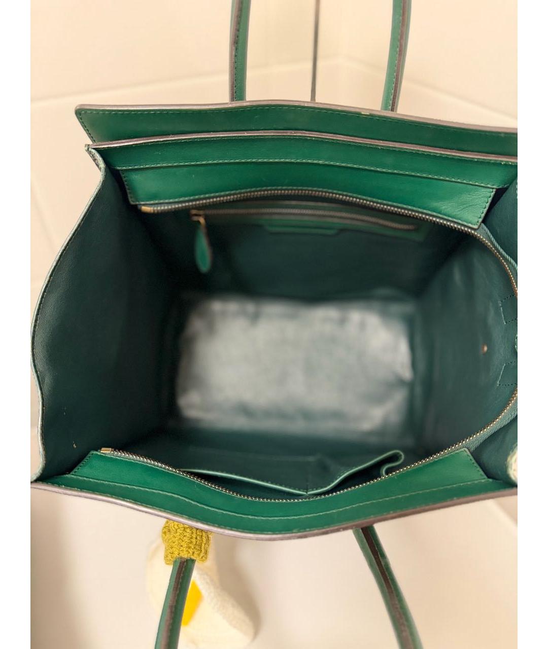 CELINE Зеленая сумка с короткими ручками из экзотической кожи, фото 4