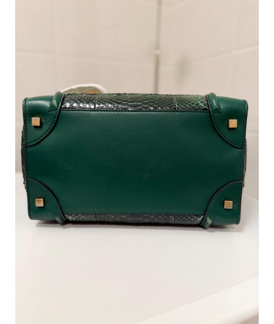 CELINE Зеленая сумка с короткими ручками из экзотической кожи, фото 3