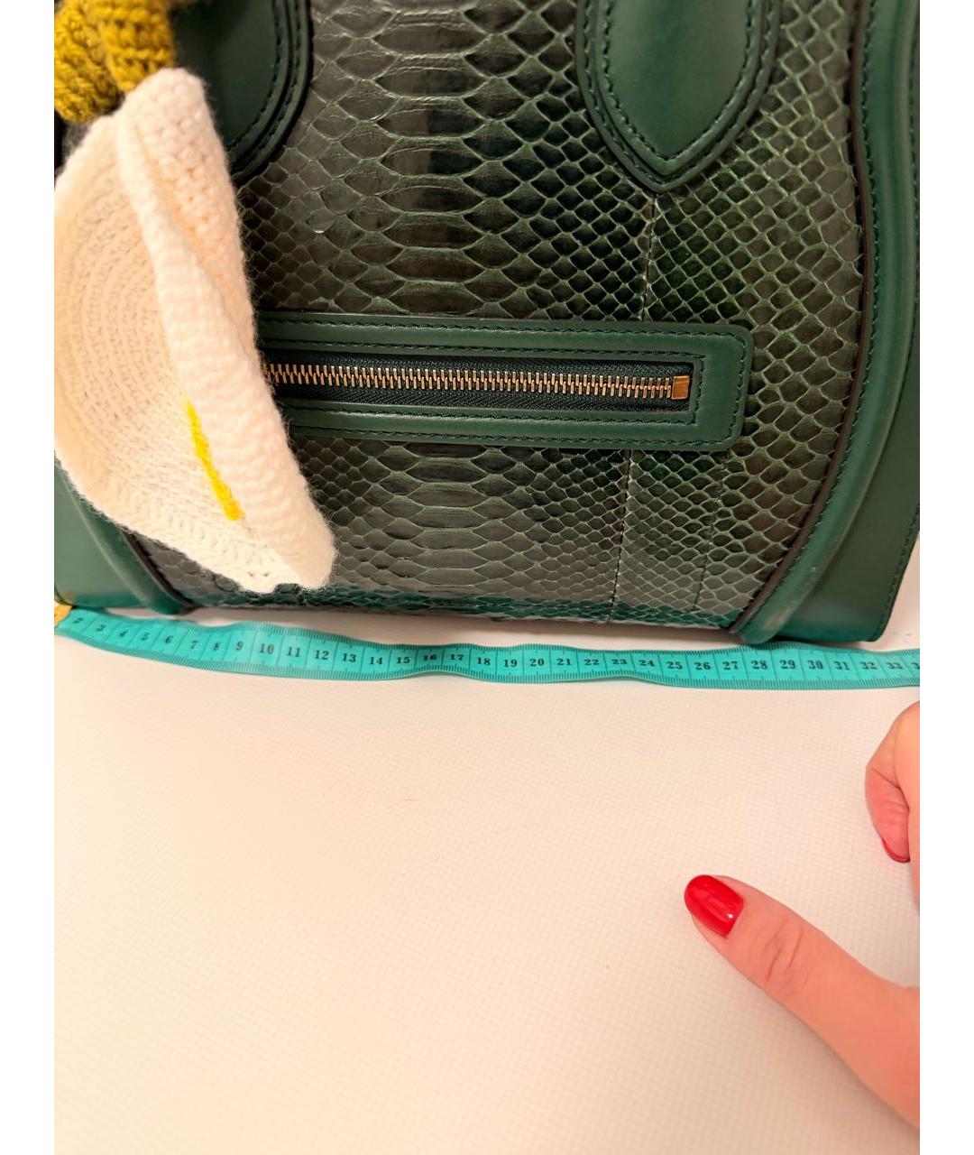 CELINE Зеленая сумка с короткими ручками из экзотической кожи, фото 7