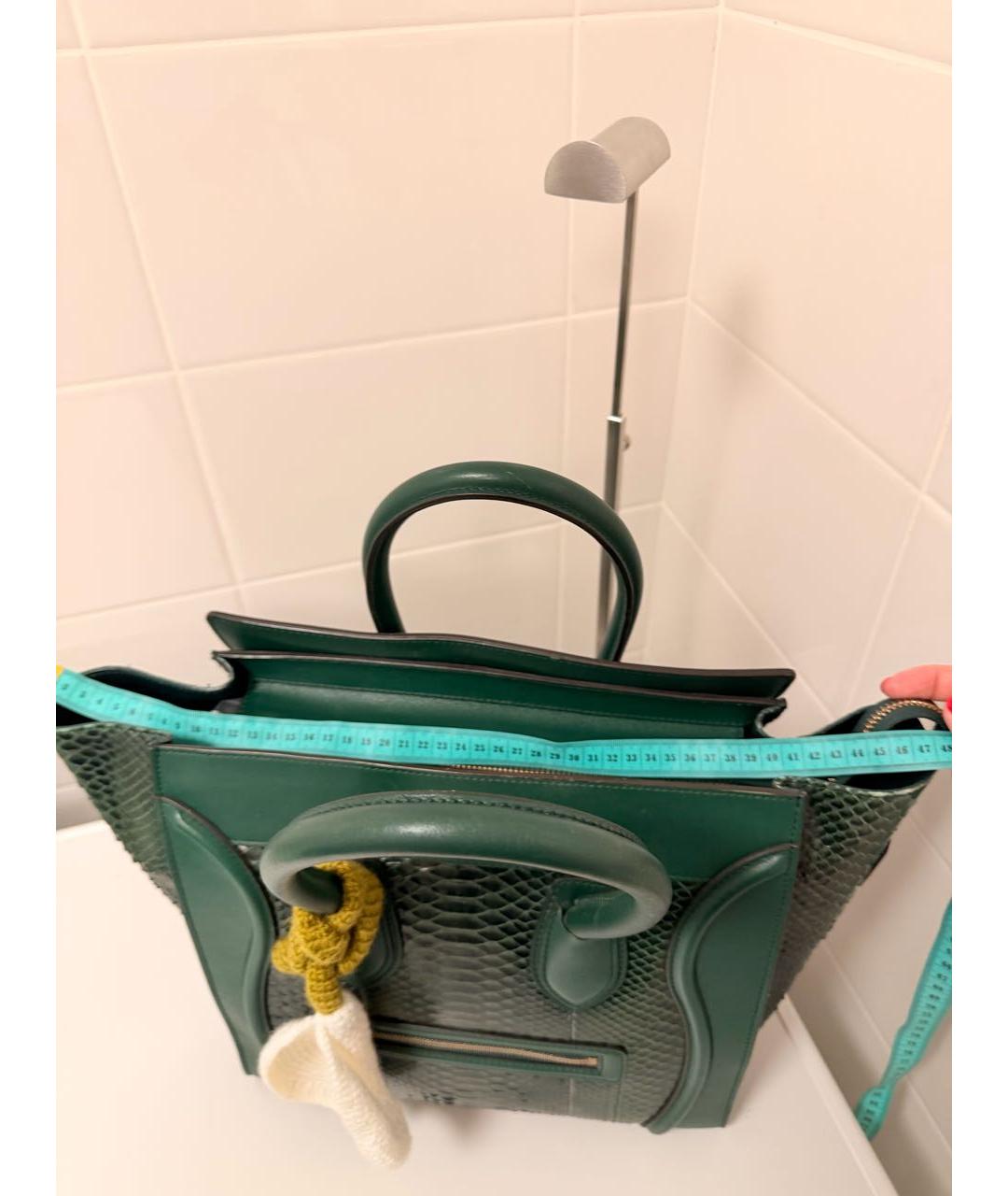 CELINE Зеленая сумка с короткими ручками из экзотической кожи, фото 8