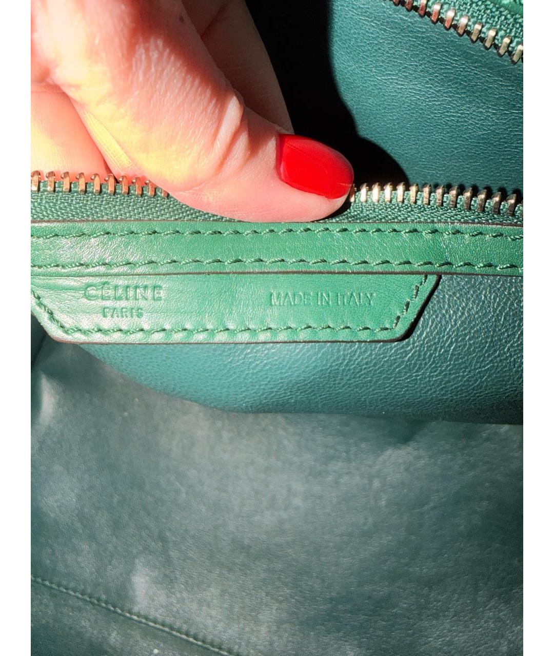 CELINE Зеленая сумка с короткими ручками из экзотической кожи, фото 5