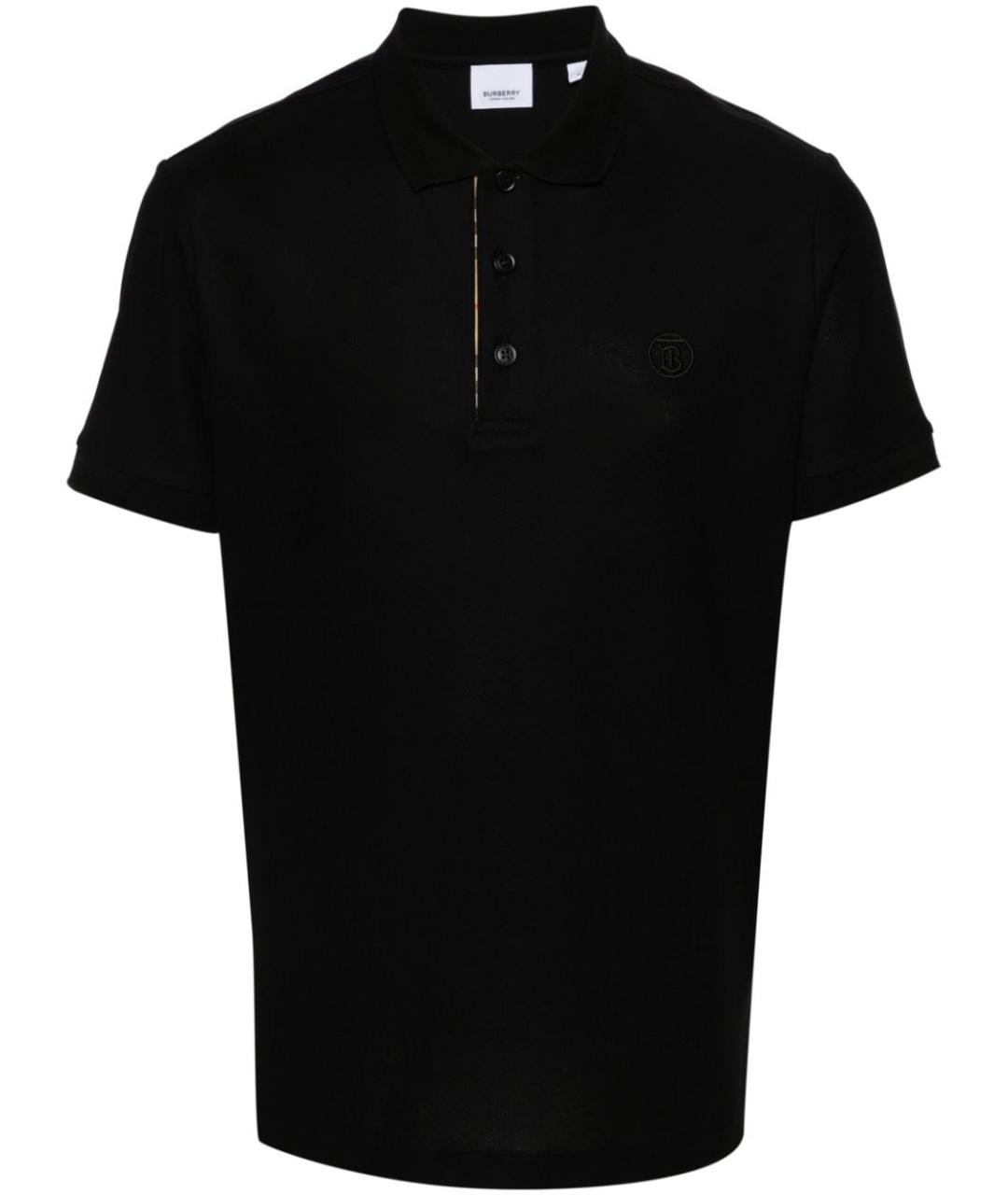 BURBERRY Черное хлопковое поло с коротким рукавом, фото 1