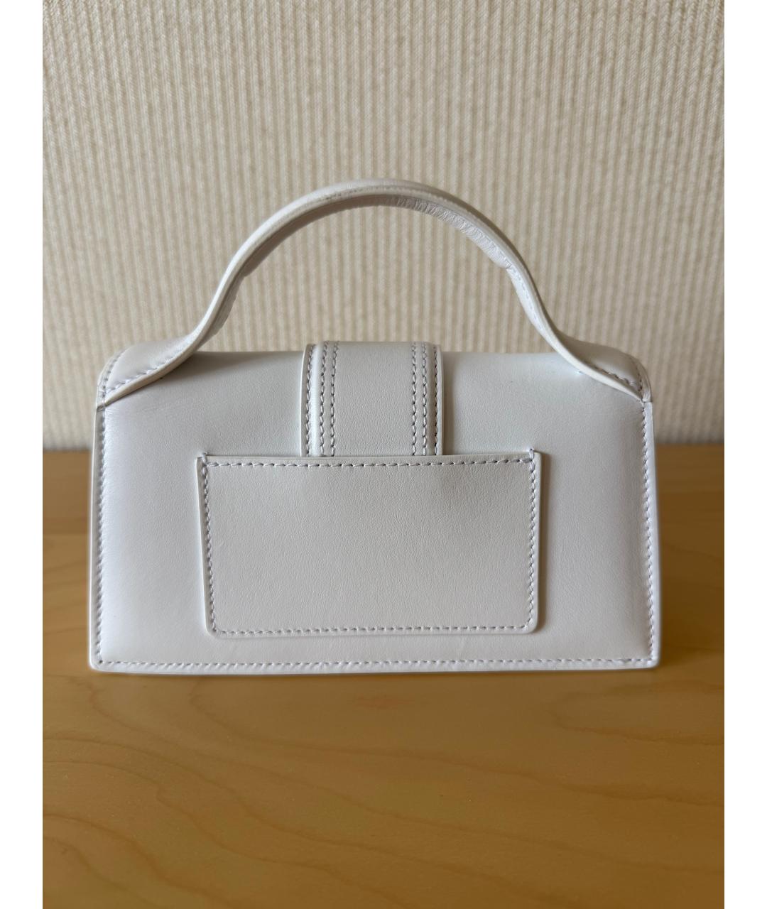 JACQUEMUS Белая кожаная сумка с короткими ручками, фото 8
