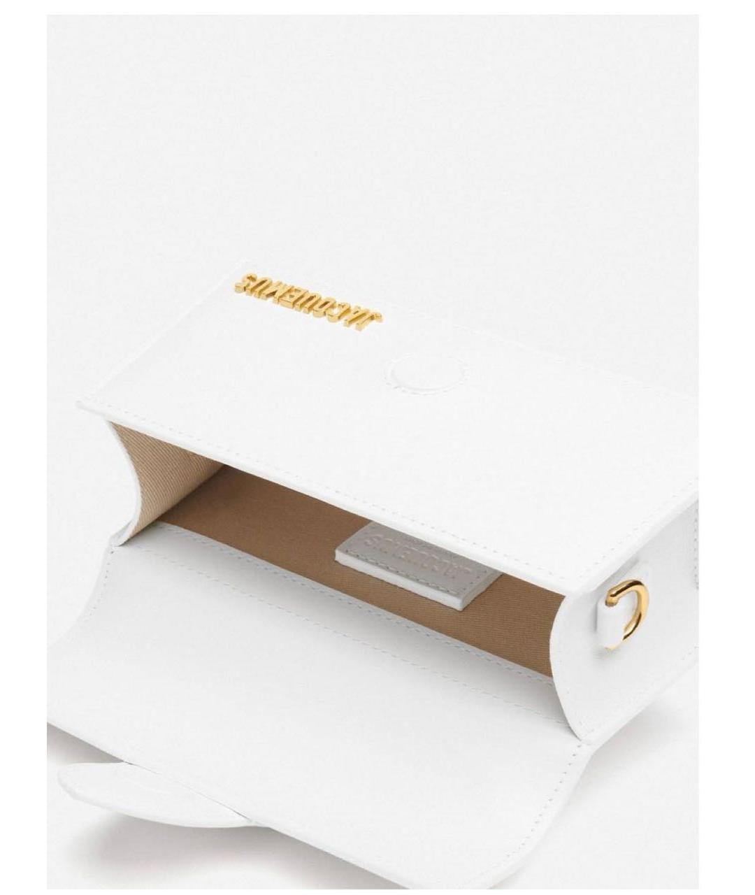 JACQUEMUS Белая кожаная сумка с короткими ручками, фото 4