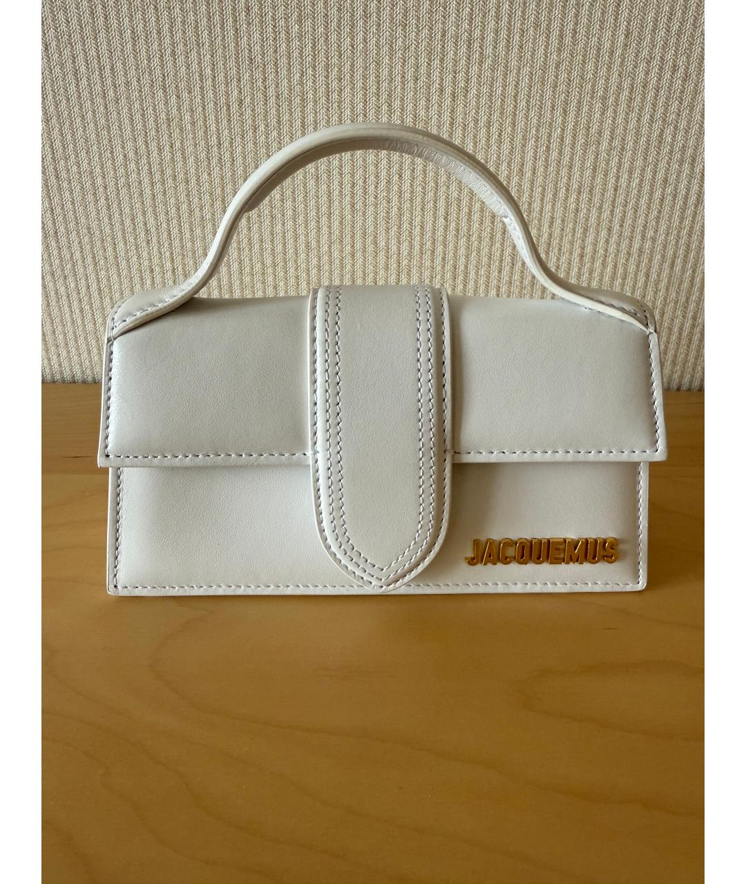 JACQUEMUS Белая кожаная сумка с короткими ручками, фото 7
