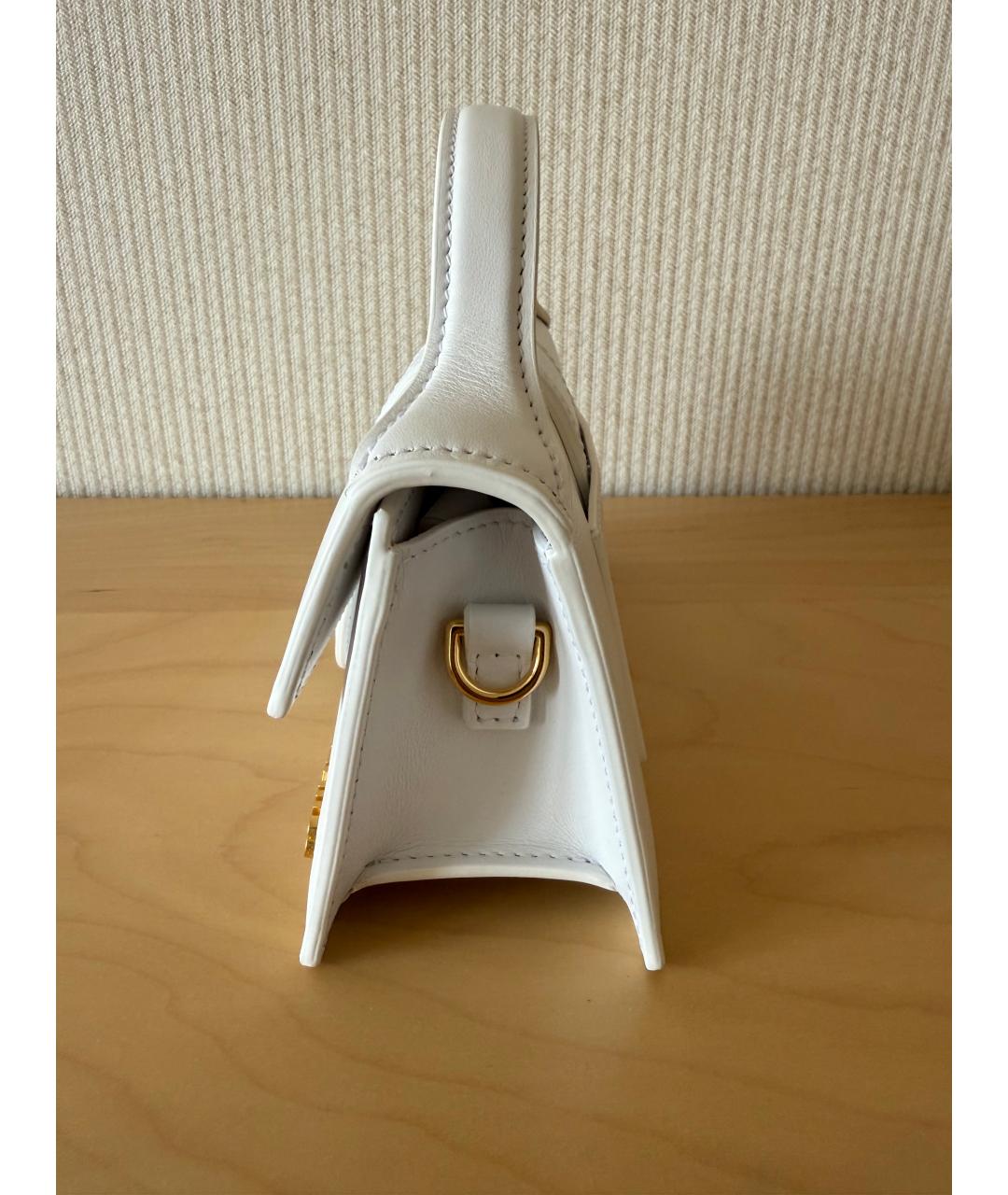 JACQUEMUS Белая кожаная сумка с короткими ручками, фото 9