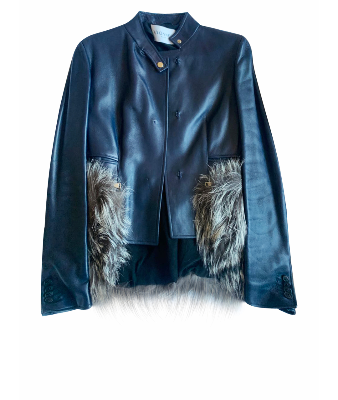 VIONNET Синяя кожаная куртка, фото 1